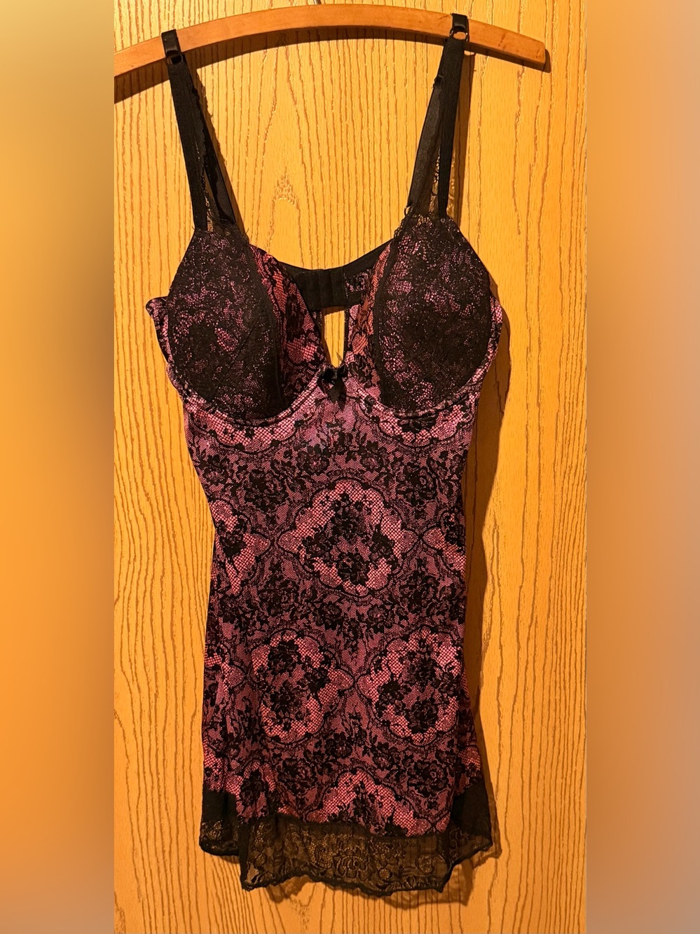 Victoria's Secret Black and Purple Lace Chemise